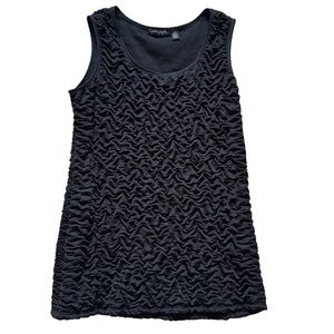 Notations Black Stretchy Smocked Gathered Texture Sleeveless Tank Top M